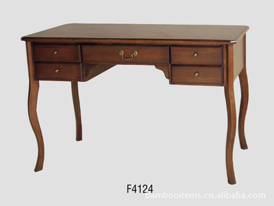 木制家具专业生产 经典棕色欧式写字桌，厂家直销，价格实惠